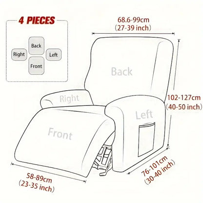 Contemporary 4PC Black and White Leaf Print Recliner Slipcovers