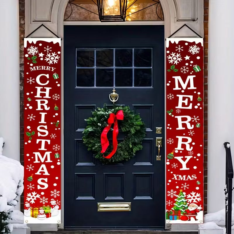 1 Pair Merry Christmas Polyester Banners