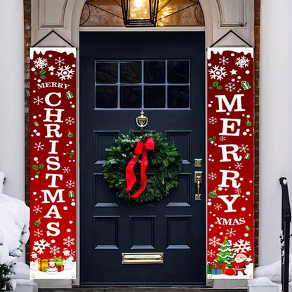1 Pair Merry Christmas Polyester Banners