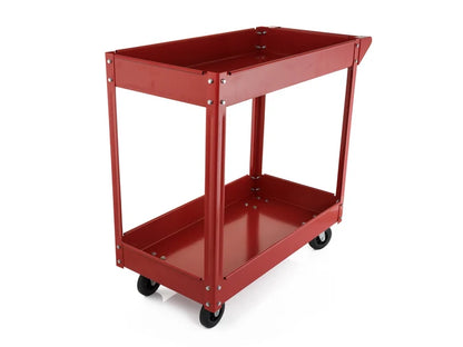 2 Tier Steel Workshop Tools Cart | 120kg 2x Tray Shelf Mobile Commercial Trolley
