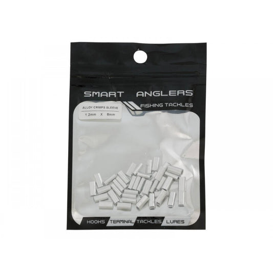 Pack of 35 - 1.2mm x 8mm Alloy Crimps Sleeve - Smart Anglers Fishing Tackle