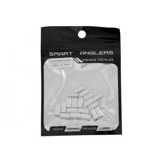 Pack of 20 - 1.8mm x 8mm Alloy Crimps Sleeve - Smart Anglers Fishing Tackle