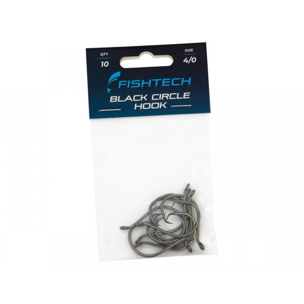 Black Circle Fishing Hook - Size 4/0 - Pack of 10 - FISHTECH