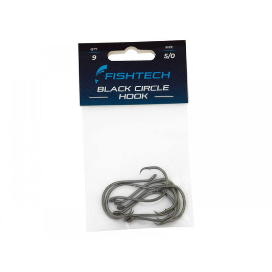 Black Circle Fishing Hook - Size 5/0 - Pack of 9 - FISHTECH