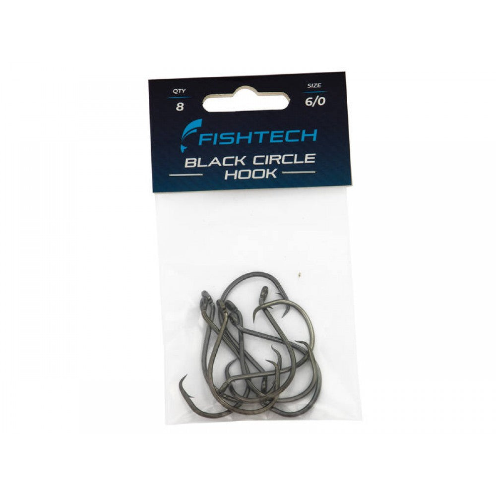 Black Circle Fishing Hook - Size 6/0 - Pack of 8 - FISHTECH