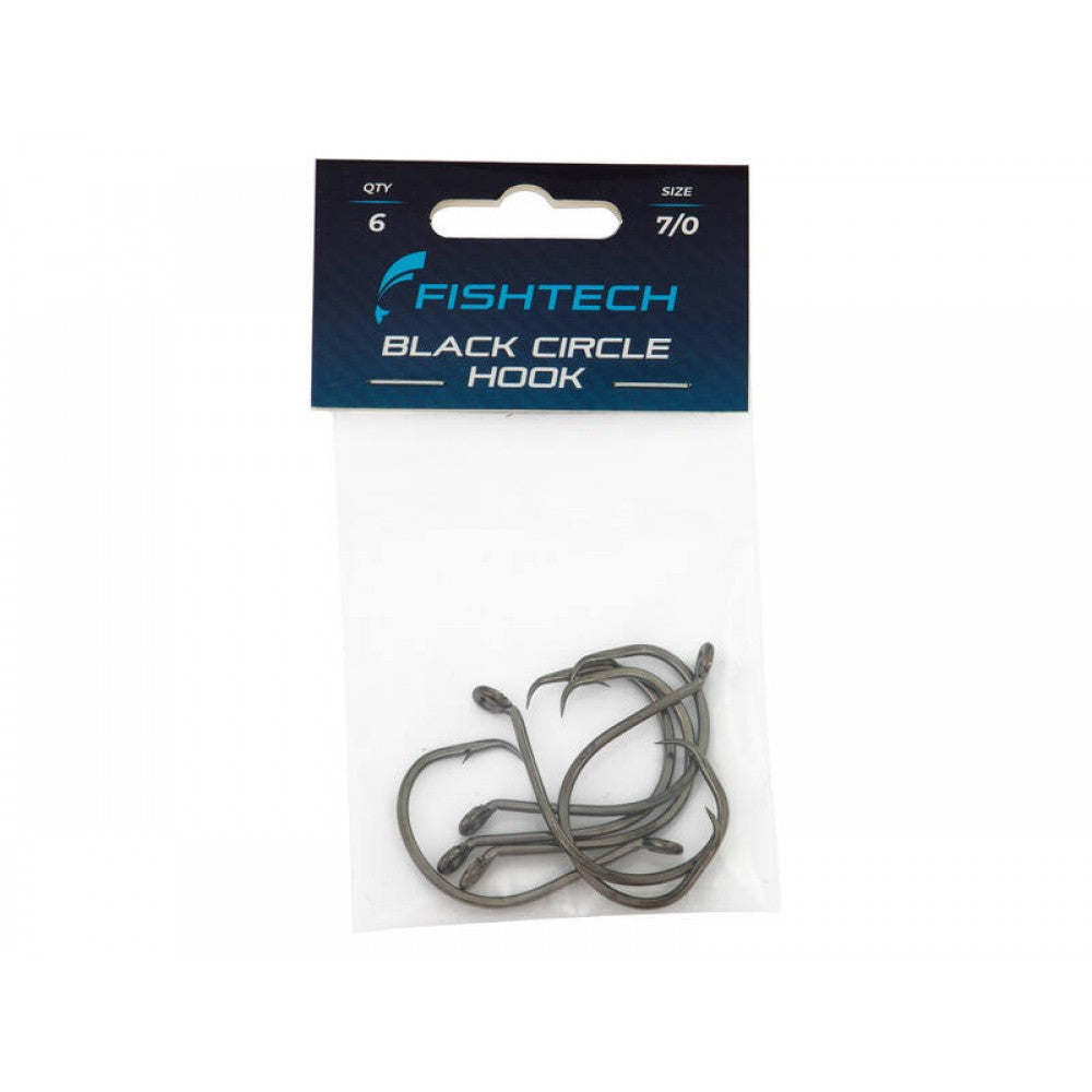 Black Circle Fishing Hook - Size 7/0 - Pack of 6 - FISHTECH