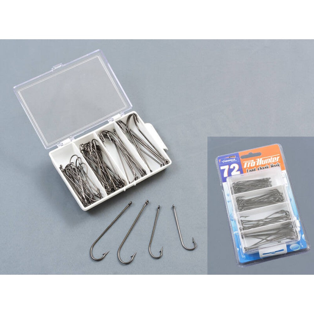 Fishing Gear Long Shank Hook Set 72 pce