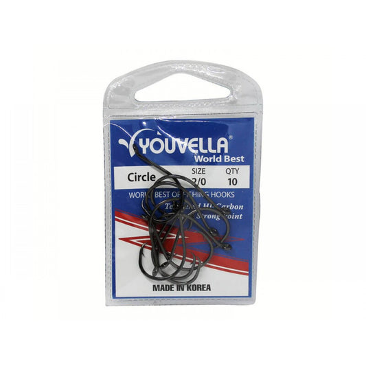 Circle Fishing Hooks - Size 2/0 - Pack of 10 - YOUVELLA