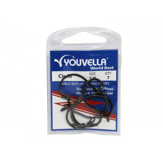 Circle Fishing Hooks - Size 5/0 - Pack of 7 - YOUVELLA