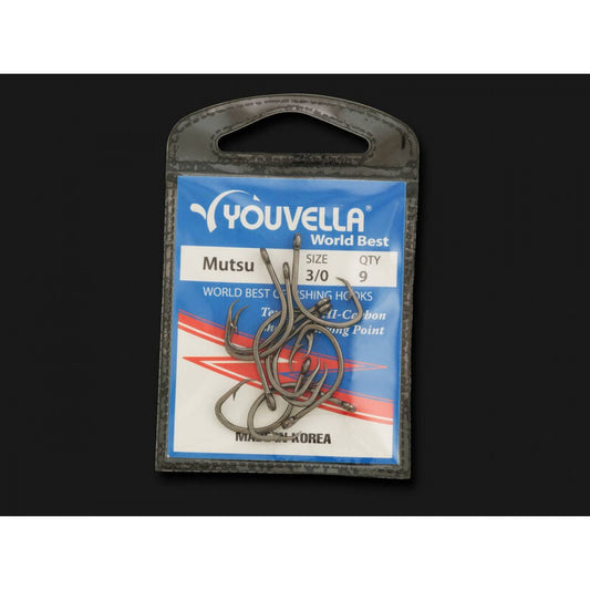YOUVELLA Mutsu Hook 3/0 - 9 Pack - Size #3 Fishing Hooks