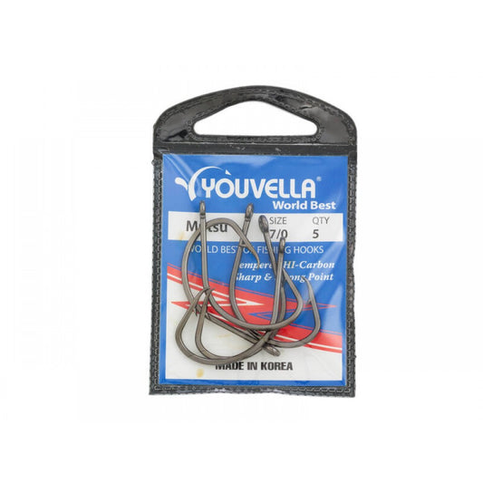 YOUVELLA Mutsu Hook 7/0 - 5 Pack - Size #7 Fishing Hooks