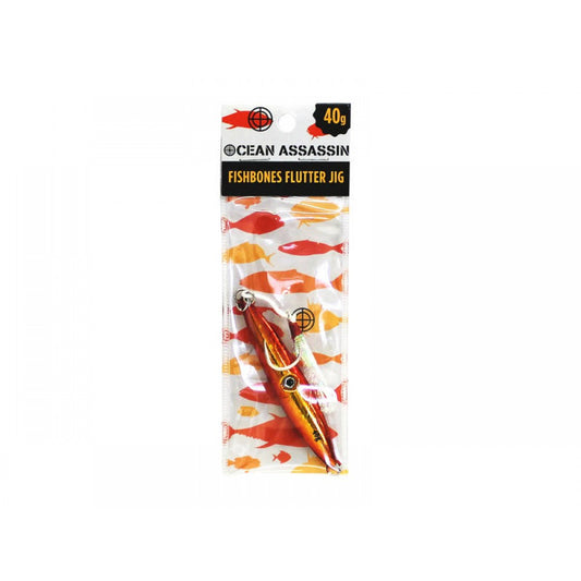40g Fishbones Flutter Jig - Orange - Holographic Fishing Lure