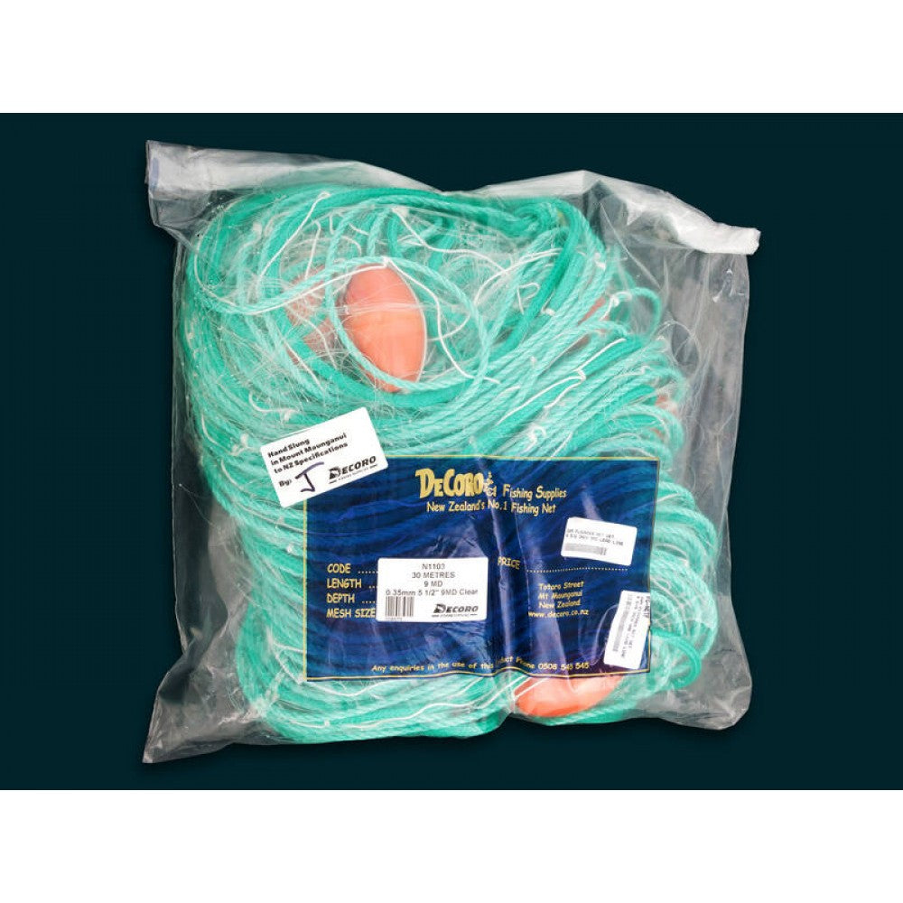 30m Marlborough Flounder Set Net | 0.35 Mono 5 1/2" Inch - 9MD - Lead Line