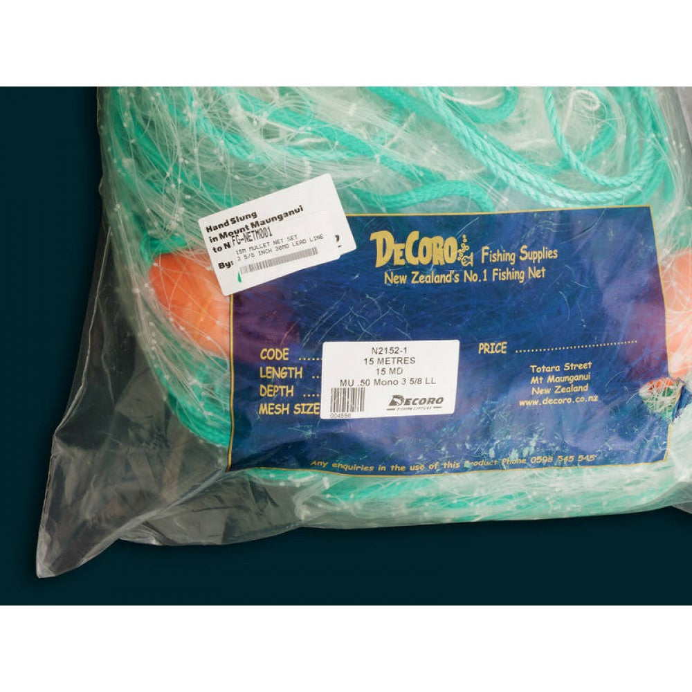 15m Mullet Set Net | 0.50 Mono 3 5/8" Inch - 30MD - Lead Line