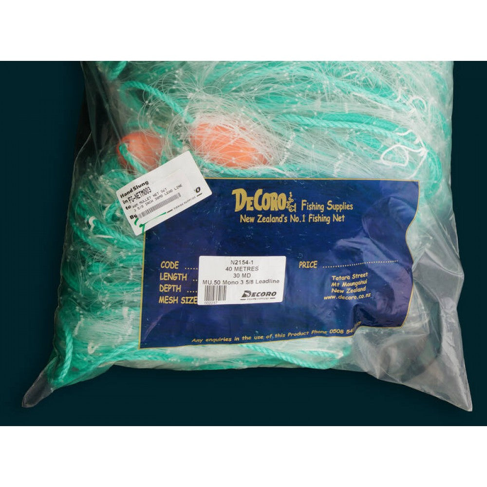 40m Mullet Set Net | 0.50 Mono 3 5/8" Inch - 30MD - Lead Line
