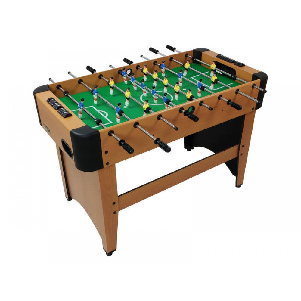 1.2m Foosball Wooden Games Table - Blue v Yellow Teams - 11 a Side
