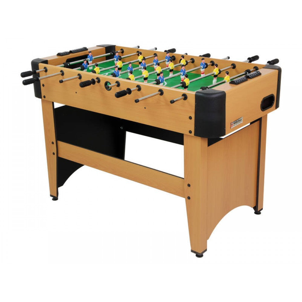 1.2m Foosball Wooden Games Table - Blue v Yellow Teams - 11 a Side