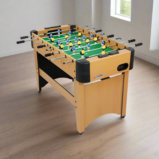 1.2m Foosball Wooden Games Table - Blue v Yellow Teams - 11 a Side