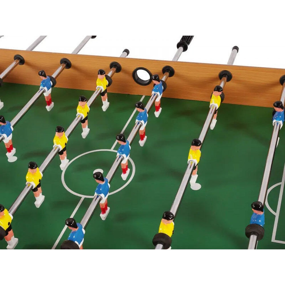 1.2m Foosball Wooden Games Table - Blue v Yellow Teams - 11 a Side