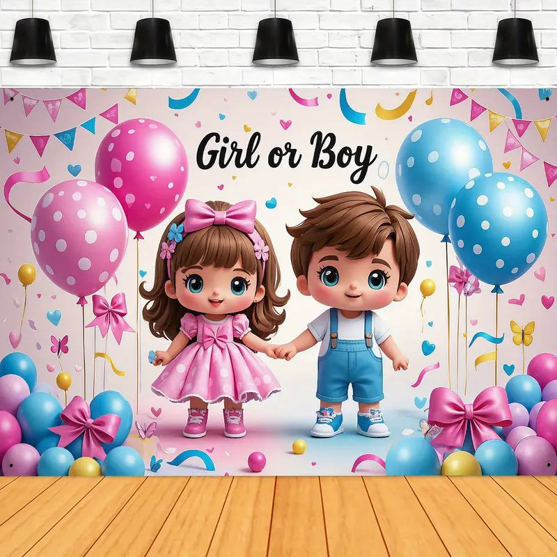 1pc, Polyester Material, Gender Reveal Theme Home Decor Backdrop