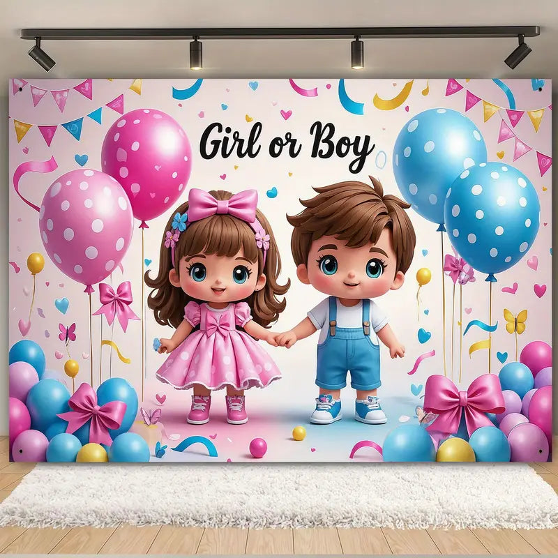 1pc, Polyester Material, Gender Reveal Theme Home Decor Backdrop