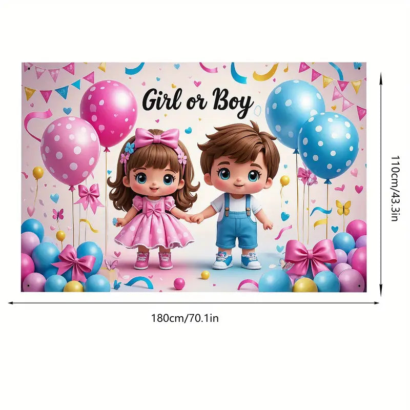 1pc, Polyester Material, Gender Reveal Theme Home Decor Backdrop