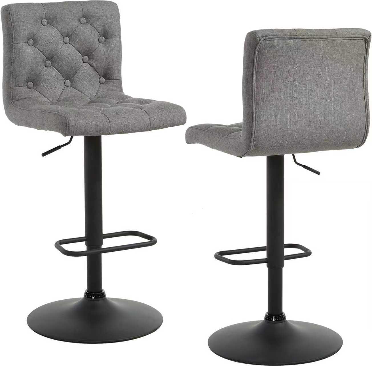 Bar Stools Set of 2, MODEL-RO-13, Adjustable Swivel Barstools, Bar Chairs,Upholstered Counter Height with High Backrest for Kitchen Island