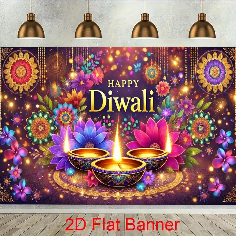 2D Flat, 1pc Festive Diwali Party Banner NO 9