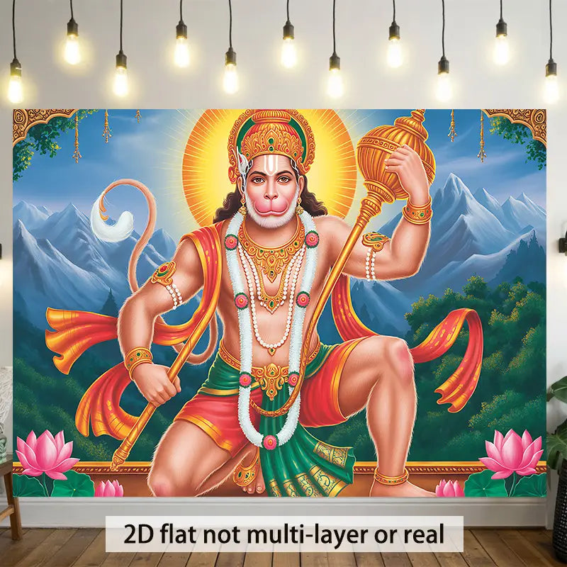 2D Flat, 1pc Hanuman Enthroned 2D Flat Banner No-C