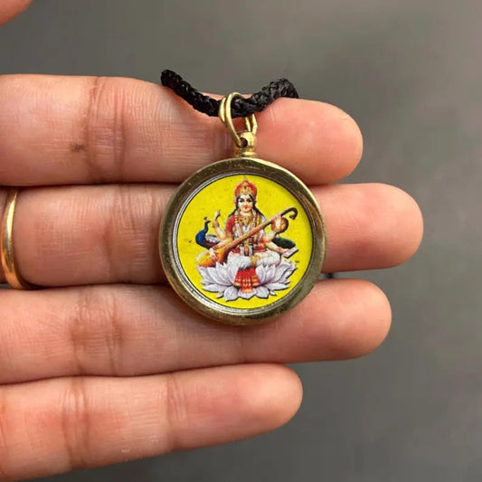 Saraswati Yantra Pendant: Ashtadhatu Wisdom Kavach