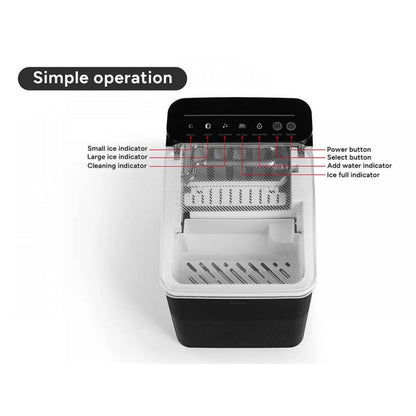 12kg Ice Cube Maker - Bullet Shape - Benchtop Ice Making Machine