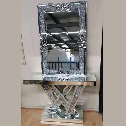 Beautiful Diamond Crushed Console Table + Mirror