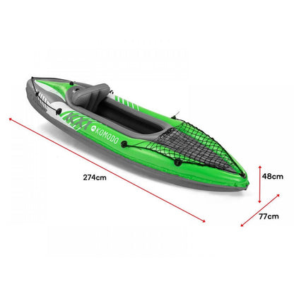 2.74m Inflatable Green Kayak Single Seater - Water Adventure Awaits