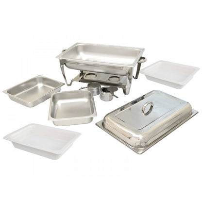 Chafing Dish Warmer Bain Marie + 2x GN1/2 Ceramic & SS Pans Chafer Set