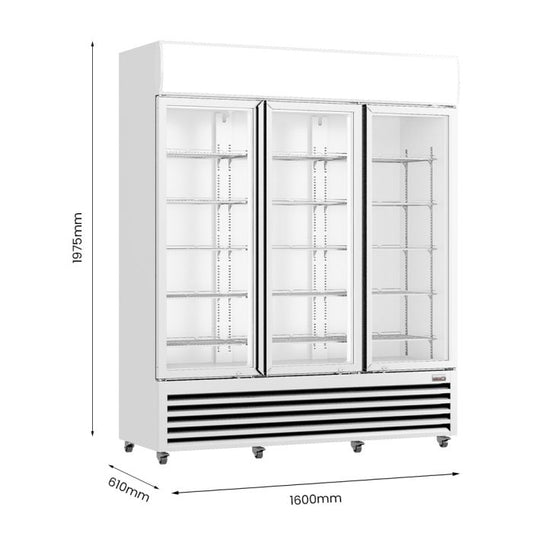 Thermaster Three Glass Door Colourbond Upright Drink Fridge LG-1203P