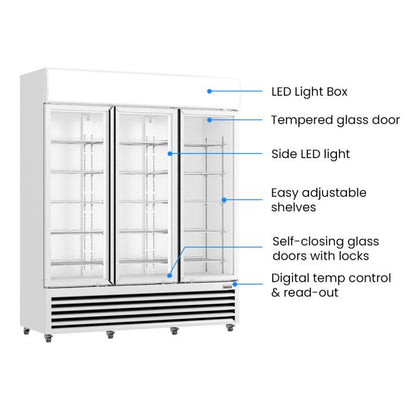Thermaster Three Glass Door Colourbond Upright Drink Fridge LG-1203P
