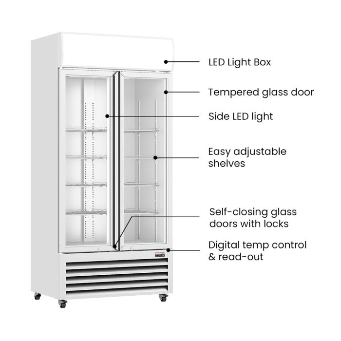 Thermaster Double Glass Door Colourbond Upright Drink Fridge - LG-580P
