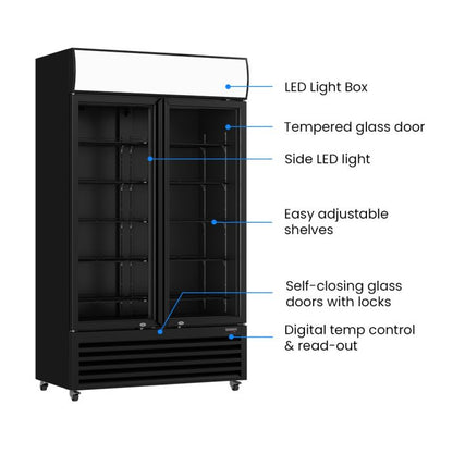 Thermaster Two Glass Door Colourbond Upright Drink Fridge - LG-730BP
