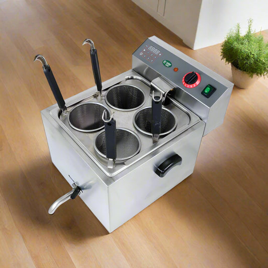 10L Electric Noodle & Pasta Cooker - 4 Serving Baskets - 3.25kW