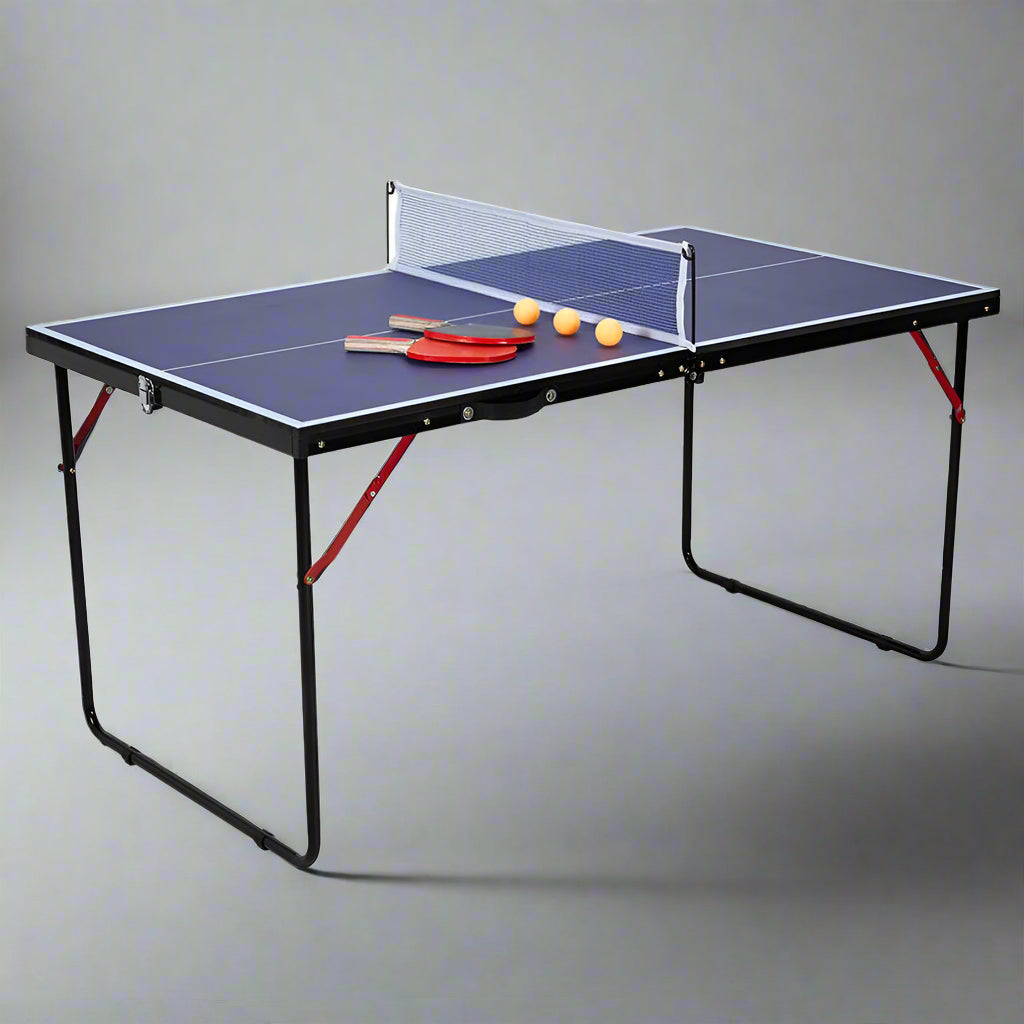 Portable Table Tennis Table + Bats, Balls & Net - 137cm x 76cm