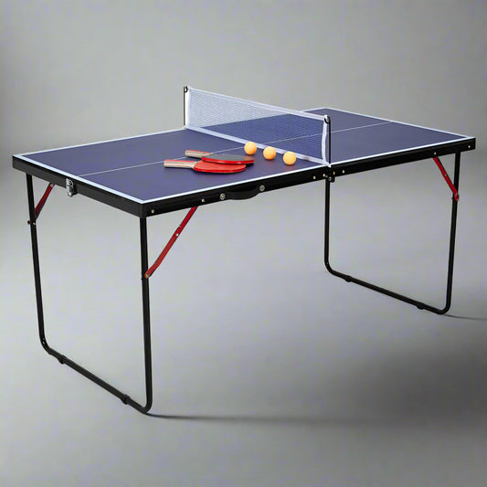 Portable Table Tennis Table + Bats, Balls & Net - 137cm x 76cm