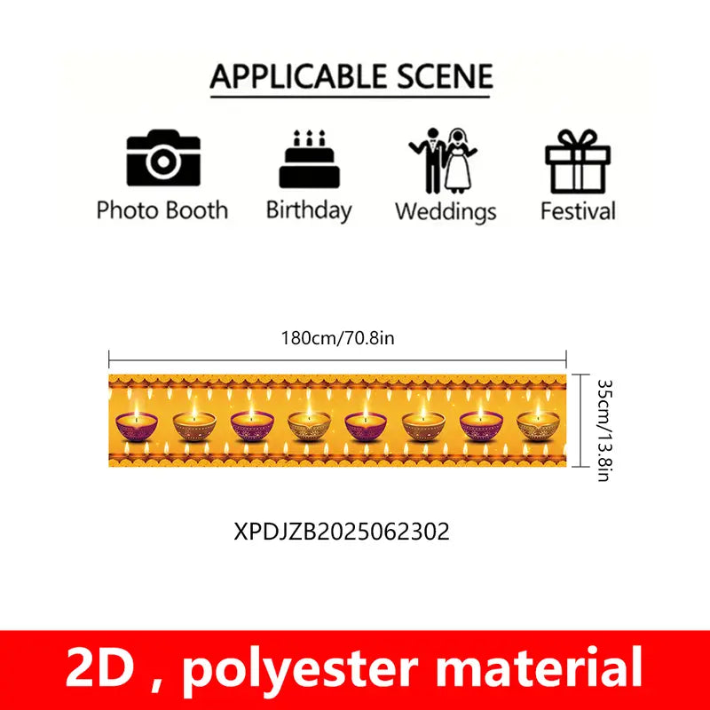 1pc Diwali Tablecloth 179.83x35.05 cm