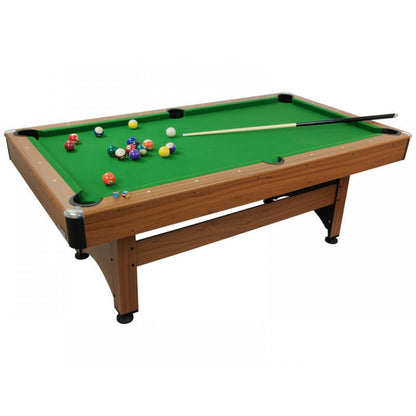 7ft Pool Table with Balls & Cues - Indoor Eight Ball Table - Wood / Green
