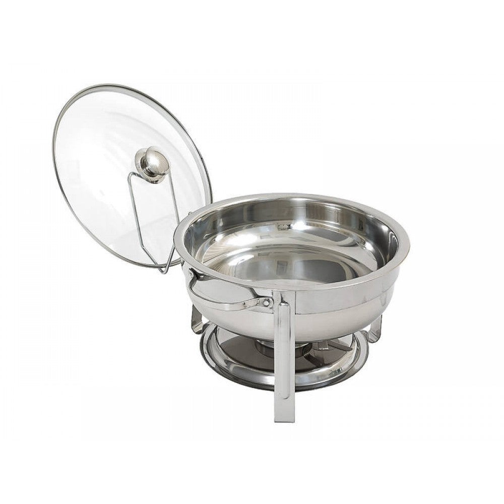 4L Chafing Dish Food Warmer + Glass Lid | Commercial Stainless Steel Bain Marie