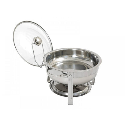 4L Chafing Dish Food Warmer + Glass Lid | Commercial Stainless Steel Bain Marie