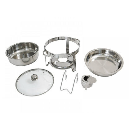 4L Chafing Dish Food Warmer + Glass Lid | Commercial Stainless Steel Bain Marie