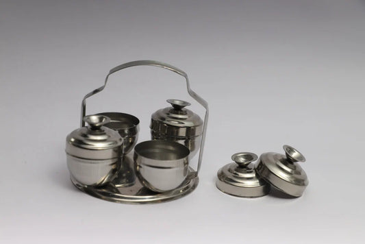 Stainless Steel Kumkum Container with Cover & Handle