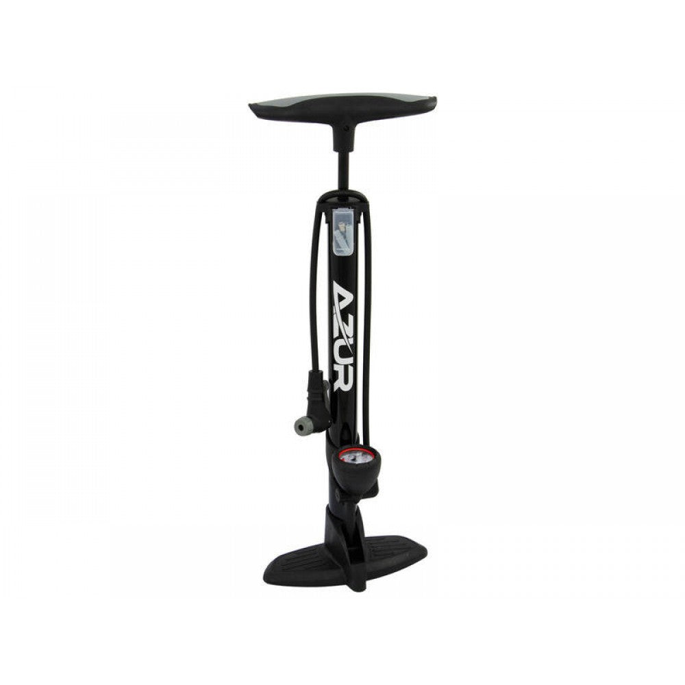 Azur Alloy Schrader / Presta Clever Valve Floor Pump with Gauge