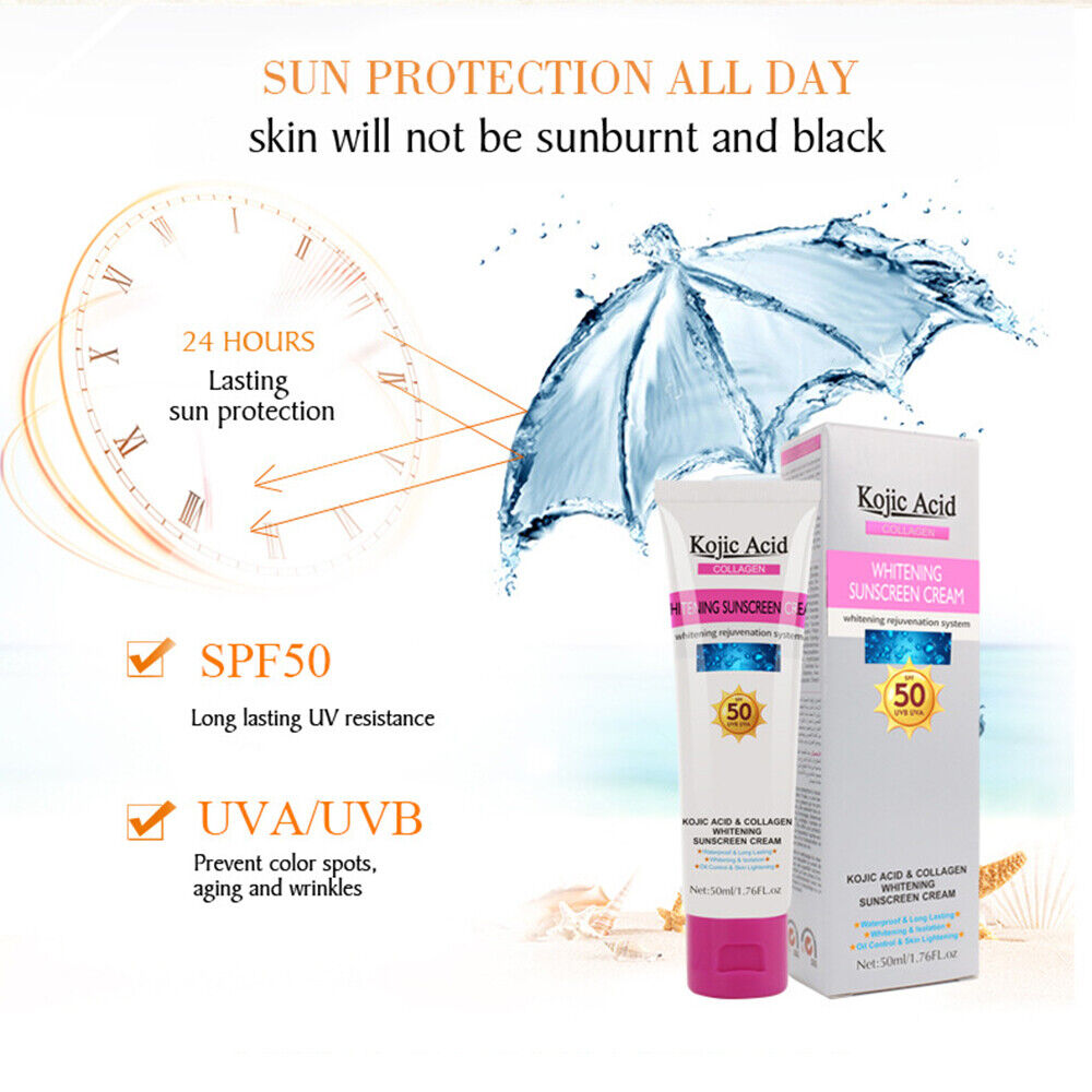 Kojic Acid Collagen Whitening Sunscreen Cream UV Protect Moisturize Waterproof
