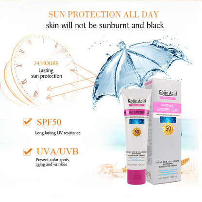 Kojic Acid Collagen Whitening Sunscreen Cream UV Protect Moisturize Waterproof